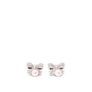 Self-Portrait Women Crystal Bow Pearl Droplet Earrings
